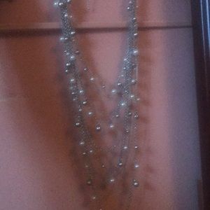 10 layer Silver pearl beaded necklace